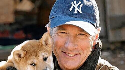 Richard Gere mit Filmhund Hachiko. Richard Gere mit Filmhund Hachiko.