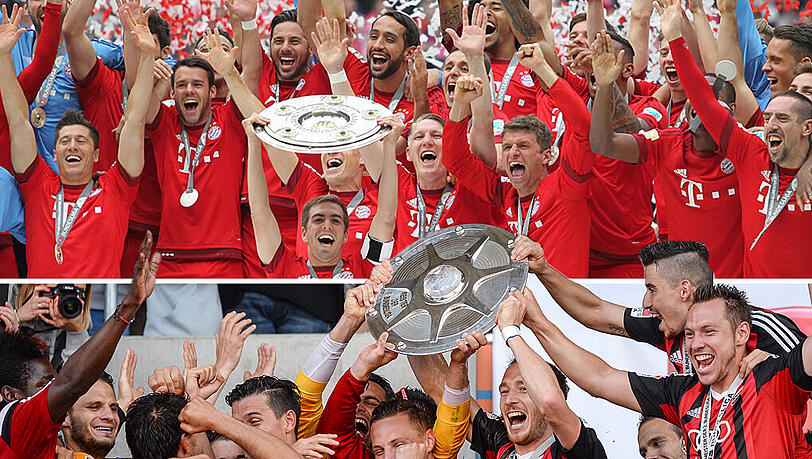 Zwei amtierende Meister – in zwei unterschiedlichen Ligen: Der FC Bayern (oben) und der FC Ingolstadt. Zwei amtierende Meister – in zwei unterschiedlichen Ligen: Der FC Bayern (oben) und der FC Ingolstadt.