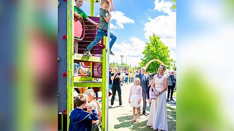 Königin Máxima bei ihrem Spielplatz-Besuch.