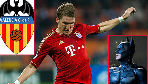 Schweinsteiger gegen Blutsauger: Die Bayern treffen am Dienstag auf Valencia – dem Klub mit der Fledermaus im Wappen. Die ist auch Vorbild für Comic-Held Batman Schweinsteiger gegen Blutsauger: Die Bayern treffen am Dienstag auf Valencia – dem Klub mit der Fledermaus im Wappen. Die ist auch Vorbild für Comic-Held Batman