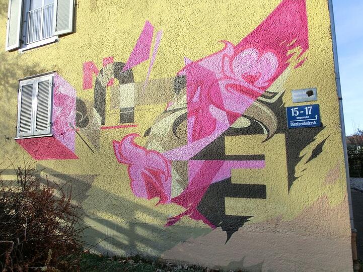 Graffiti-Künstler haben im Harthof Abrisshäuser gekonnt verschönert.