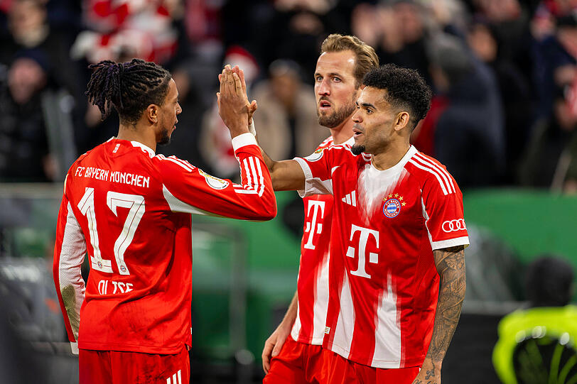 Das derzeit beste Offensivtrio in Europa (v.l.): Michael Olise, Kane und Luis Díaz.