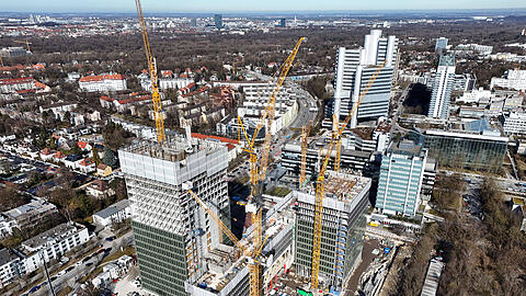 B&uuml;rogeb&auml;ude werden oft flott hochgezogen &ndash; wie die neue BVK-Zentrale im Bild (Bogenhausen). Doch im privaten Neubau herrscht in M&uuml;nchen Stillstand.