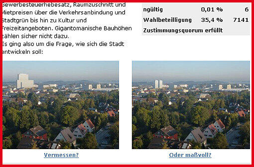 Diese beiden Bilder stellt die Bürgerinitiative "Stadt mit Maß" einander gegenüber, um gegen den Bau zweier Hochhäuser in Unterschleißheim mobil zu machen. Ihr Bürgerentscheid war erfolgreich.