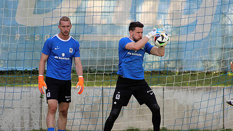 Marco Hiller (l.) und  René Vollath im Löwen-Training.