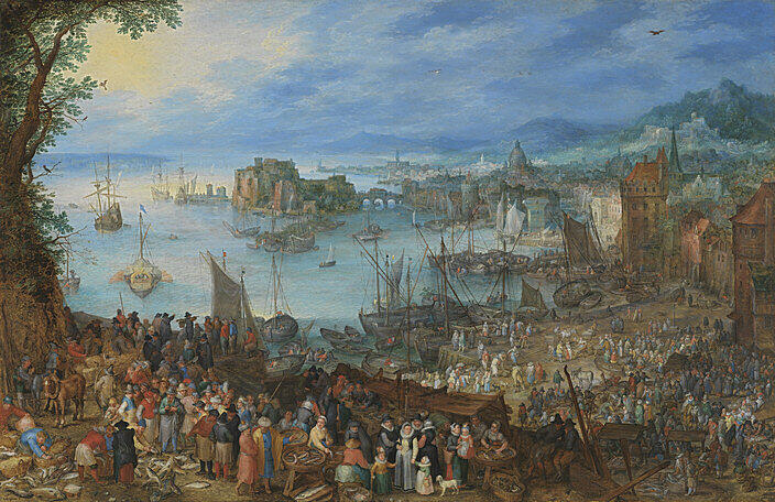 Jan Brueghel d. Ä. malte "Großer Fischmarkt" im Jahr 1603.
