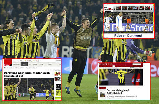 "Raub in Dortmund", &bdquo;Das was Dortmund passiert
ist, kann auch im Juventus-Stadion geschehen&ldquo; und &bdquo;Durch Himmel und Hölle&ldquo; &ndash; die Pressestimmen zum Last-Minute-Sieg von Dortmund