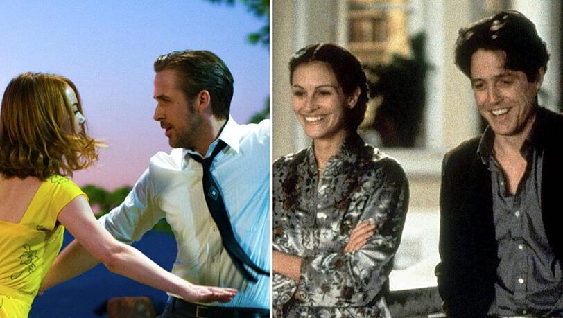 Perfekt für den Valentinstag: "La La Land" (li.) und "Notting Hill".