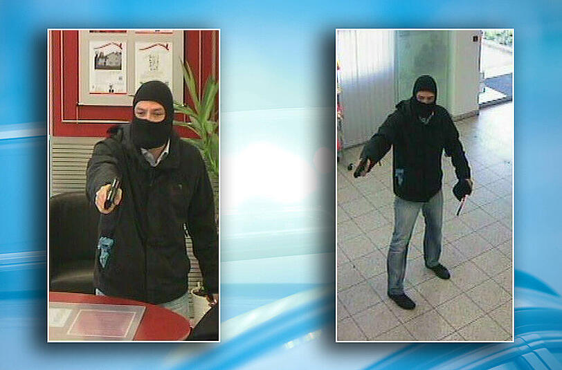 Diese Fotos veröffentlichte die Polizei nach dem Banküberfall.