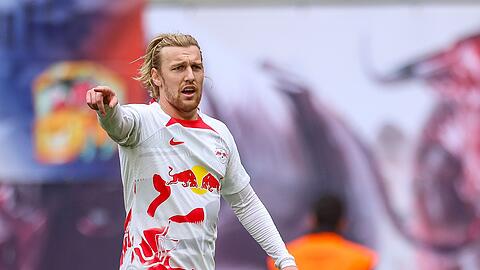 Leipzigs Spieler Emil Forsberg will die Bayern schlagen und so Dortmund zum Titel verhelfen.