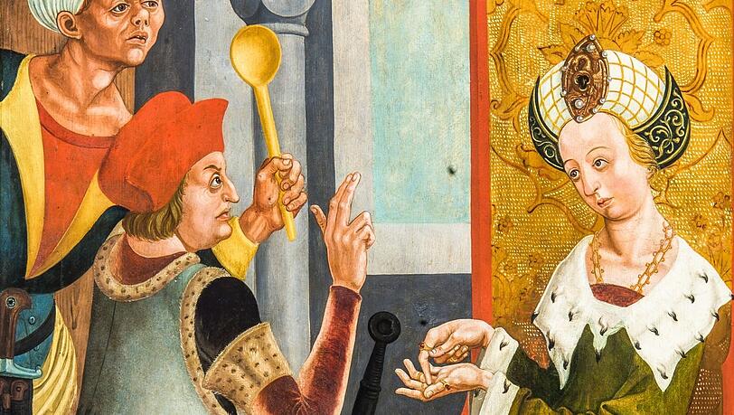 Im unterfränkischen Münnerstadt ist der Bildhauer Veit Stoß von heute auf morgen zum Maler geworden. Das Ergebnis sind vier Altartafeln für die Pfarrkirche Sankt Maria Magdalena. Verhandelt wird ein brutales Verbrechen: Herzogin Gailana stiftet zwei Hofbedienstete zur Ermordung des Heiligen Kilian an (1504/05).