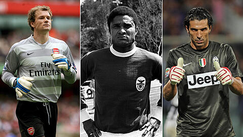 Schafften eine Saison ohne Pleite (von links): Jens Lehmann, Eusebio und Gigi Buffon.
