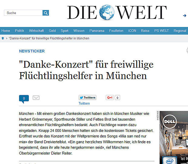 Pressestimmen zum Danke-Konzert am Königsplatz.