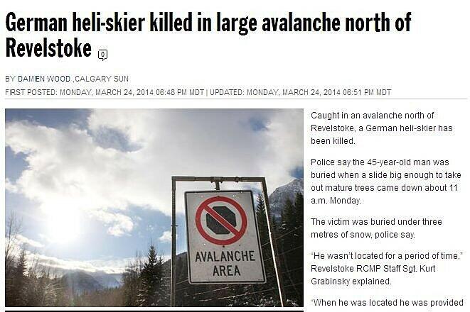 Die Zeitungen in British Columbia berichten ausführlich über das Lawinen-Unglück, dem Jannik Inselkammer zum Opfer gefallen ist. Er ist einer von bisher 14 Toten in dieser Wintersaison.