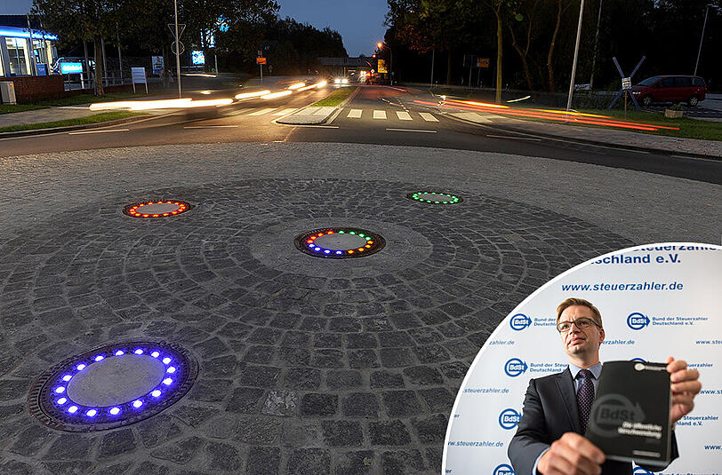 Der Bund der Steuerzahler deckt regelmäßig Verschwendungen wie die installtion von leuchtenden Gullideckeln in der Gemeinde Wallenhorst auf.