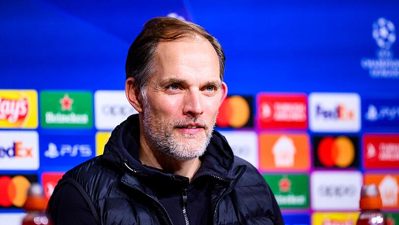 Münchens Trainer Thomas Tuchel bei einer Pressekonferenz.