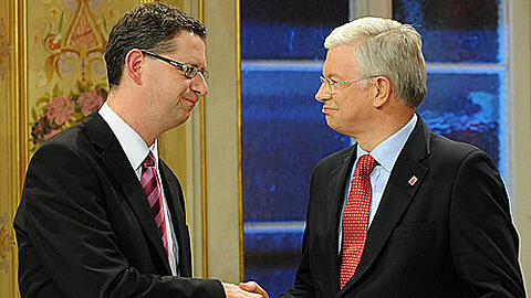 Hessens neue Kontrahenten: SPD-Hoffungsträger Thorsten Schäfer-Gümbel und Gewinner Roland Koch.