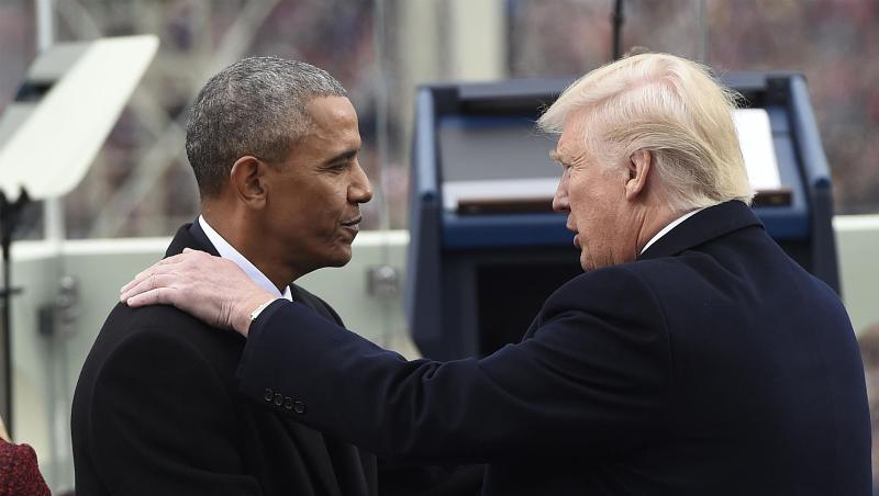 US-Präsident Trump und sein Amtsvorgänger Barack Obama begrüßen sich 2017 zu Trumps Amtseinführung im Kapitol. US-Präsident Trump und sein Amtsvorgänger Barack Obama begrüßen sich 2017 zu Trumps Amtseinführung im Kapitol.