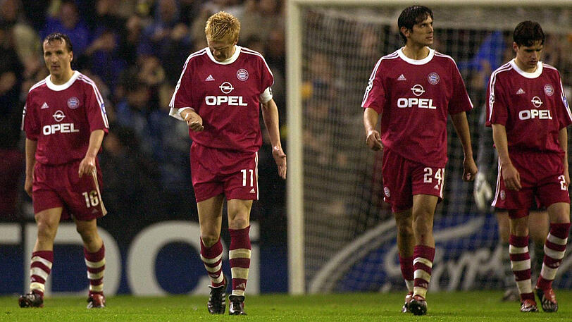 2001/2002 - Nach dem Triumph, gab es in der darauffolgenden Saison das frühe Aus. Real Madrid ließ Bayern keine Chance. 0:2 und 2:1 aus Sicht der Münchner.