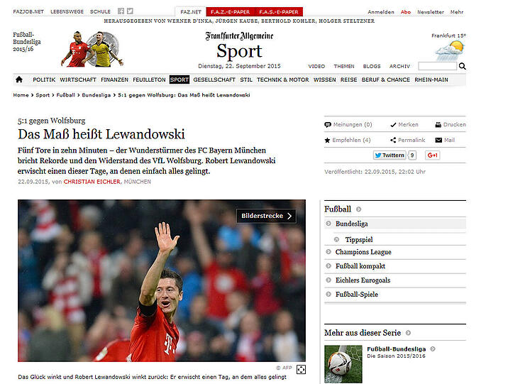 Die FAZ weiß, woran sich der VfL Wolfsburg messen lassen muss.