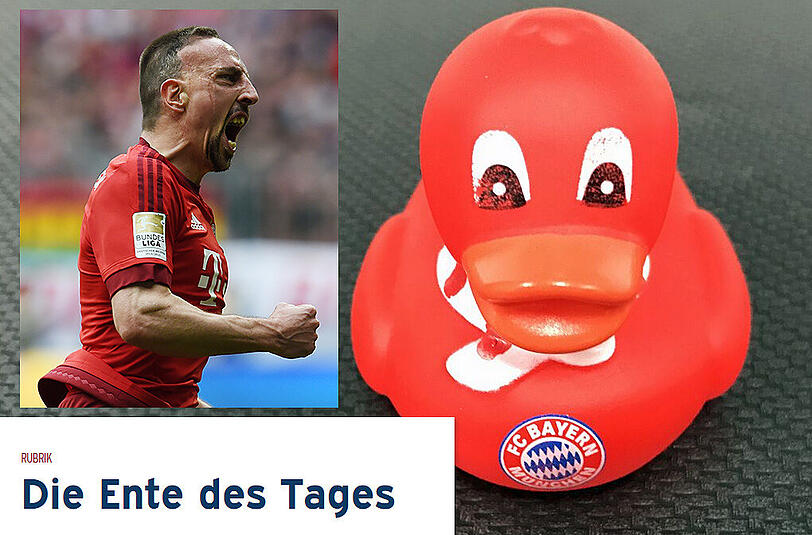 Bayern-Star Franck Ribéry und die "Ente des Tages".