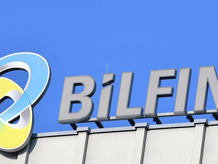 Das Logo des Industriedienstleisters Bilfinger in Mannheim.