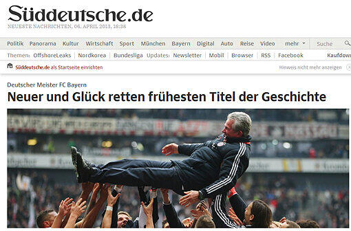 "Neuer und Glück retten frühesten Titel der Geschichte": Süddeutsche.de über die starke Parade von Manuel Neuer.