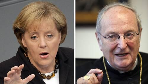 Konservative gegen Kanzlerin: Kardinal Joachim Meisner (r.), Kanzlerin Angela Merkel Konservative gegen Kanzlerin: Kardinal Joachim Meisner (r.), Kanzlerin Angela Merkel