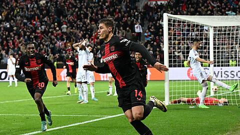 Mit zwei Last-Minute-Toren Leverkusens Matchwinner gegen Karabach Agdam: Patrik Schick.