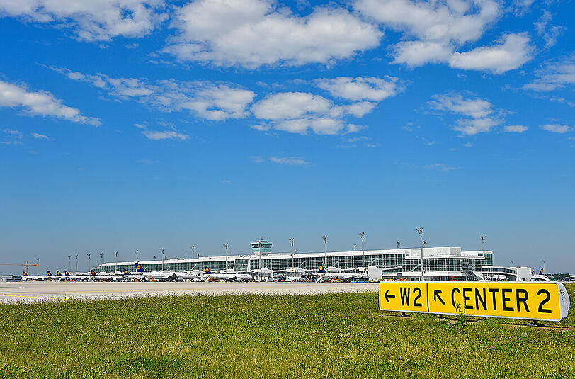 So sieht das Satellitenterminal am Flughafen München aus.