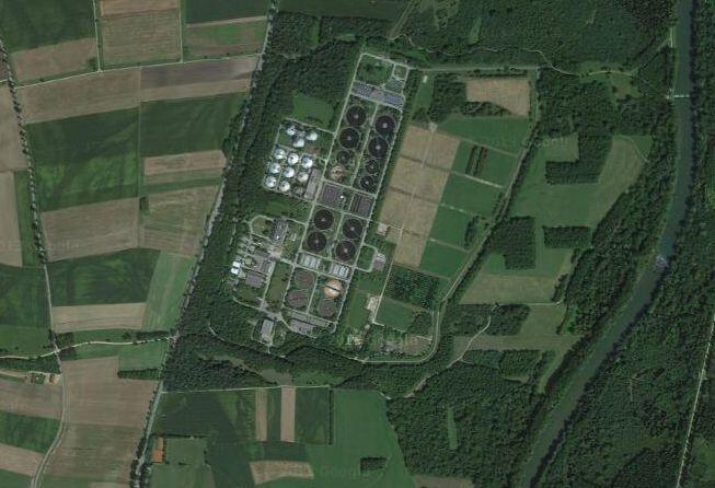 Das Klärwerk Marienhof von oben.