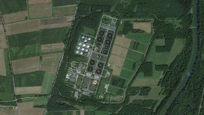 Das Klärwerk Marienhof von oben. Das Klärwerk Marienhof von oben.