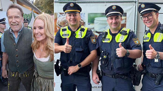 Arnold Schwarzenegger begeistert mit seinem Wiesn-Besuch sogar die Münchner Polizei.