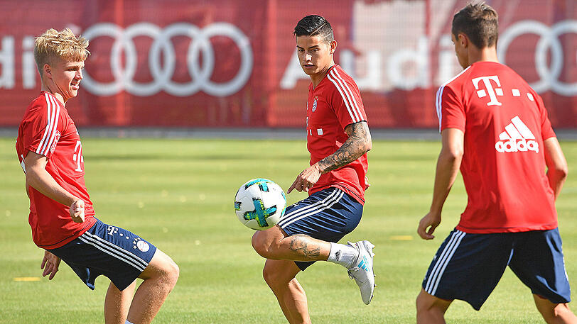 Erstes Stelldichein auf dem Trainingsplatz - und erstes Kennenlernen der neuen Arbeitskollegen.