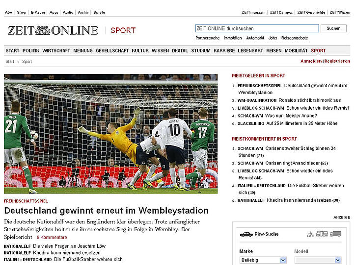 Die Zeit freut sich über die konstant gute Bilanz der DFB-Elf in den vergangenen 38 Jahren.
