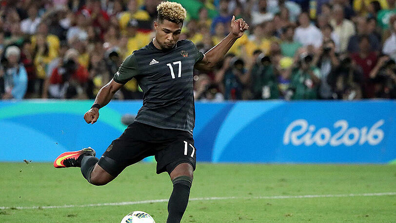 Serge Gnabry erzielte bei den Olympischen Spielen sechs Tore für die deutsche Mannschaft. Serge Gnabry erzielte bei den Olympischen Spielen sechs Tore für die deutsche Mannschaft.