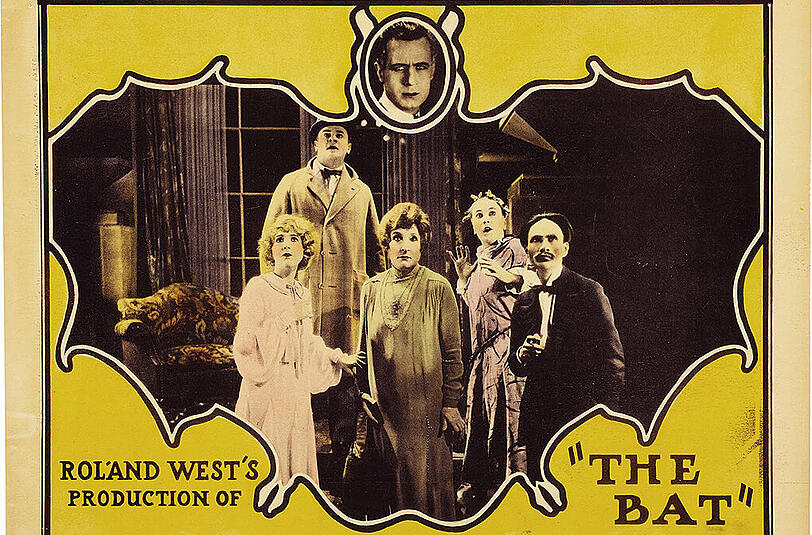 Das Plakat zum Stummfilm "The Bat: Das Rätsel der Fledermaus", der am Dienstag im Filmmuseum gezeigt wird.