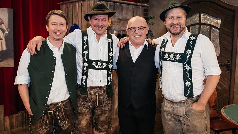 Das Älplertrauma mit Andreas Mayr (v.l.), Roland Wintergerst, Moderator Jürgen Kirner und Christian Ludwig Mayer.