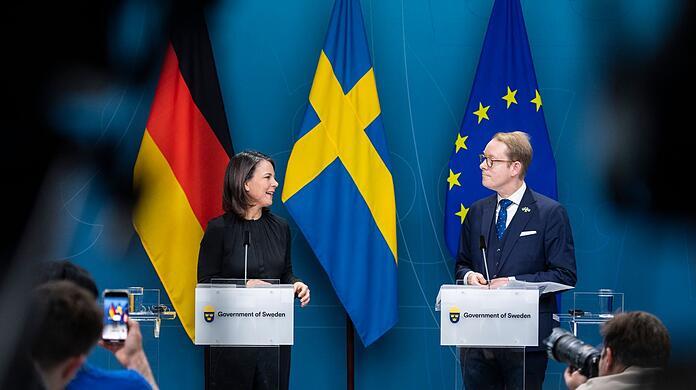 Bundesaußenministerin Annalena Baerbock und ihr schwedischer Amtskollege Tobias Billström in Stockholm.