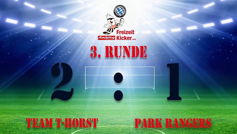 Team T-Horst gewann das Spiel gegen die Park Rangers. Team T-Horst gewann das Spiel gegen die Park Rangers.