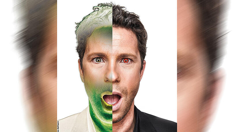 Der Mensch, das unheimliche Wesen: Nepo Fitz und sein genmanipulativer Selbstversuch &ndash; zumindest mit Fotoshop.