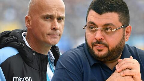 Hauptgesellschafter Hasan Ismaik (r.) bekräftigt seine Anteil an 1860 nicht verkaufen zu wollen und behauptet, Präsident Robert Reisinger habe diese Gerüchte selbst gestreut