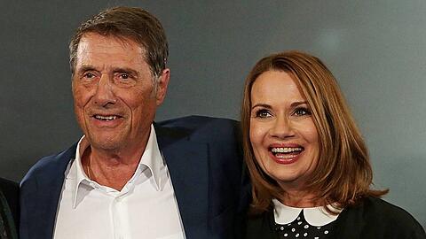 Udo und Jenny Jürgens im September 2014 bei der Vorstellung der TV-Dokumentation "Der Mann, der Udo Jürgens ist". Drei Monate später starb der Sänger an akutem Herzversagen.
