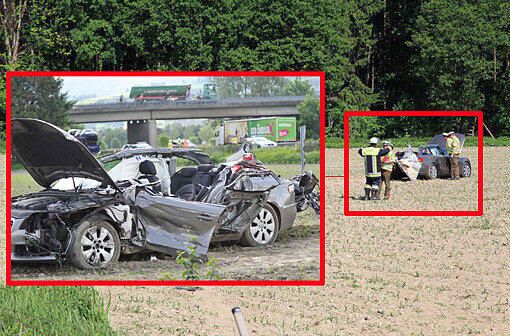 Erst nach etwa 100 Metern kam der völlig demolierte Audi zum Stehen. Der Horror-Crash auf der A 8