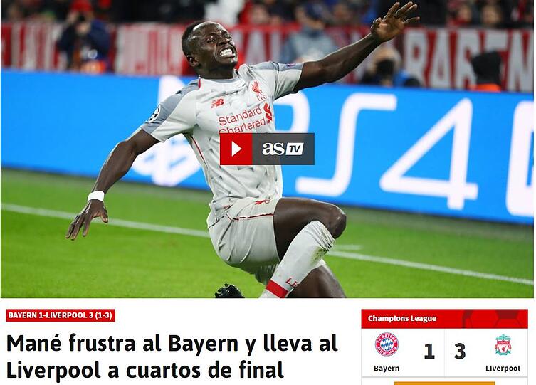 Ab nach Spanien: "Mané frustriert die Bayern" schreibt die "AS".