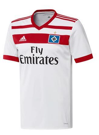 Platz 12: HAMBURGER SV: Auch der HSV hat in seinen Erinnerungen geschwelgt und läuft mit einem 1980er Jahre Design auf. Rote Querstreifen, V-Ausschnitt und Ärmelbündchen lassen die Stimmung alter Zeiten aufkommen. Gut abgestimmt sind wie immer die Logos. Ordentlich, aber nicht wirklich inspirierend.