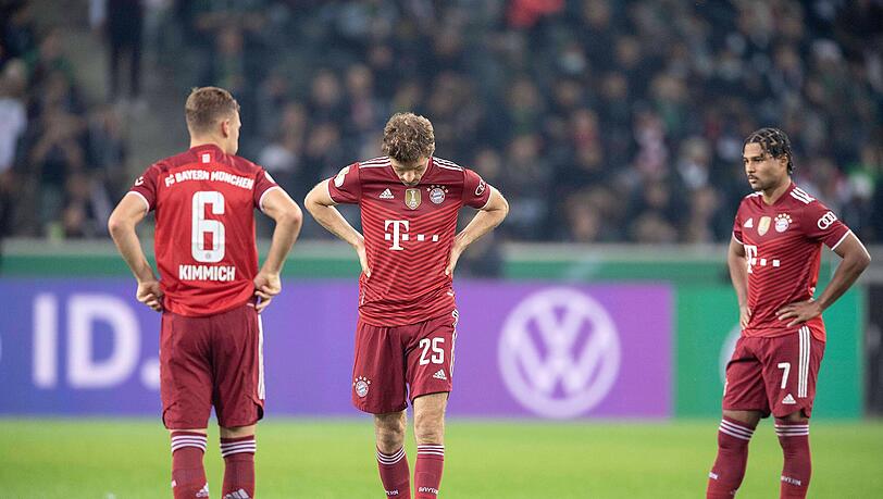 Drei Bayern-Stars, die am Dienstag gefordert sein werden: Joshua Kimmich, Thomas Müller und Serge Gnabry