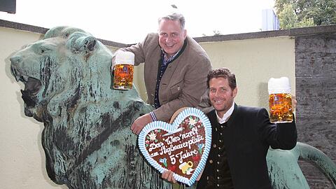 Philip Greffenius und Christian Schottenhamel schmeißen dieses Jahr wieder die After-Wiesn-Party im Löwenbräukeller.