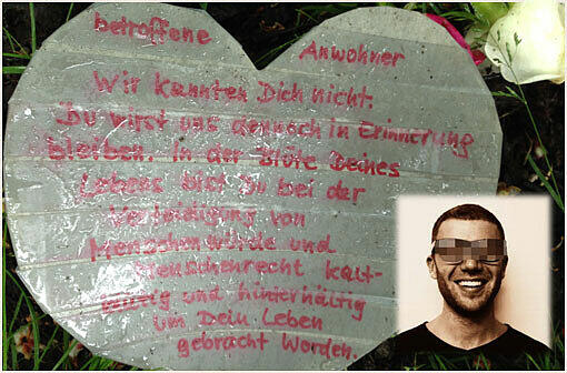 "Wir kannten dich nicht. Du wirst uns dennoch in Erinnerung bleiben": Mit einer bewegenden Karte in Herzform gedenken die Anwohner in der Isarvorstadt dem kaltblütig ermordeten Domenico L.