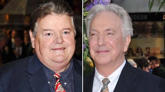 Robbie Coltrane (li.) mimte den sympathischen Wildhüter Hagrid, Alan Rickman verkörperte den Lehrer Severus Snape.